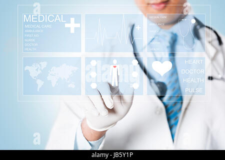 1 Medical Doctor Man Digital Screen Touching In Hospital Working Stock Photo