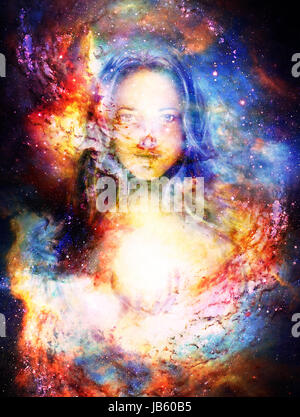 Goddess Woman in Cosmic space. Cosmic Space background Stock Photo - Alamy