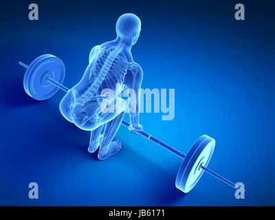 3d rendered medical illustration - correct lifting posture Stock Photo