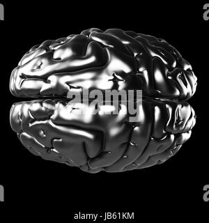 3d rendered illustration - metal brain Stock Photo