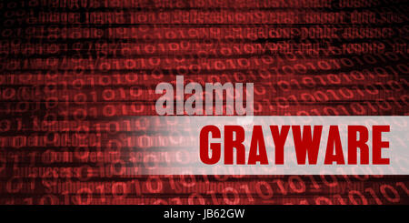 Grayware Security Warning on Red Binary Technology Background Stock Photo