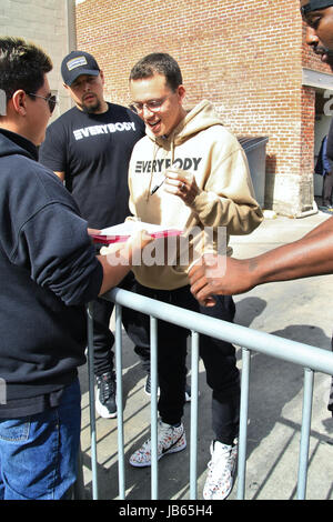 Logic arriving at the El Capitan Entertainment Centre in Los Angeles, California, ahead of his appearance on 'Jimmy Kimmel Live!'  Featuring: Sir Robert Bryson Hall II, Logic Where: Los Angeles, California, United States When: 08 May 2017 Credit: WENN.com Stock Photo