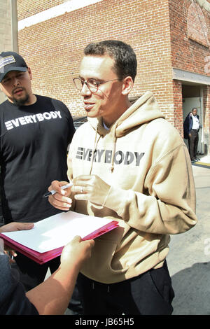 Logic arriving at the El Capitan Entertainment Centre in Los Angeles, California, ahead of his appearance on 'Jimmy Kimmel Live!'  Featuring: Sir Robert Bryson Hall II, Logic Where: Los Angeles, California, United States When: 08 May 2017 Credit: WENN.com Stock Photo