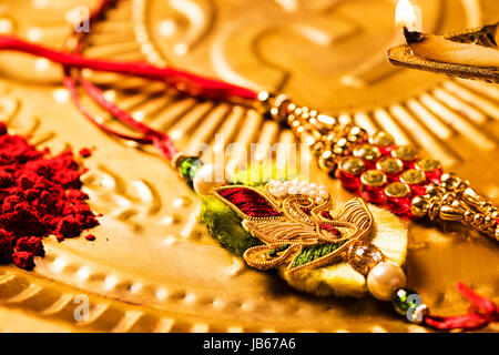 Raksha Bandhan Rakhi Festivals Ritual Aarti Plate Stock Photo