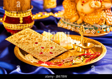 Raksha Bandhan Festival Aarti Plate Preparing Celebrating Stock Photo