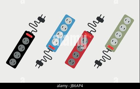 Extension Cord with switch isolated on white background vector and illustration Stock Vector