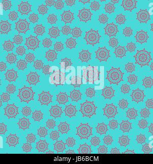 Seamless azure flower mandala for print on textile, fabric, coloring books and abstract backgrounds Stock Vector