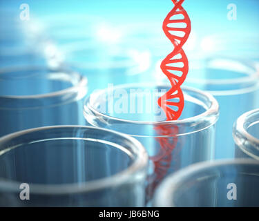 Test tubes with dna strand, illustration. Stock Photo