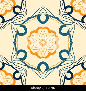 Seamless indian mandala pattern for printing on fabric or paper. Hand drawn background. Colorful vintage arabic print. Stock Vector