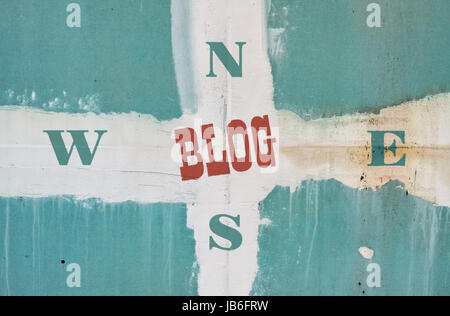 Single word Blog and letters designating the four points of the world Stock Photo
