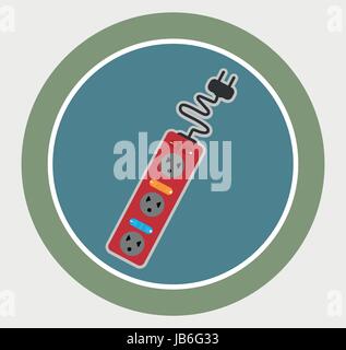 Vector icon Extension Cord with switch isolated on white background vector and illustration Stock Vector