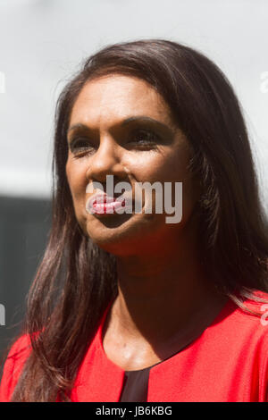 London UK. 9th June 2017. Gina Miller who was responsible for initiating the 2016 R (Miller and Dos Santos) v Secretary of State for Exiting the European Union court case against the British government gives her reaction to the media on the UK General election results Credit: amer ghazzal/Alamy Live News Stock Photo