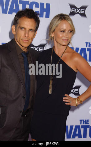 May 26, 2017 - File Photo - BEN STILLER and CHRISTINE TAYLOR are splitting after 17 years of marriage, Us Weekly can confirm. The couple met while filming the 1999 Fox pilot Heat Vision and Jack. The two have a son Quinlin and a daughter Ella. 'With tremendous love and respect for each other, and the 18 years we spent together as a couple, we have made the decision to separate, ' the couple said in a joint statement. Pictured: July 23, 2012 - Hollywood, California, U.S. - Ben Stiller & Wife attend the Premiere Od ''The Watch'' at.the Chinese Theater in Hollywood, Ca on July 23, 2012. 2012(Cred Stock Photo