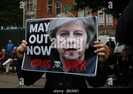London UK. 9th Jun, 2017. A group Anti Theresa May protesters from Class War in Westminster following the general election result where the Conservative party did worse than forecast resulting in a hung parliament Credit: amer ghazzal/Alamy Live News Stock Photo