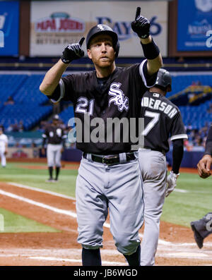 June 08, 2017 - Chicago White Sox third baseman Todd Frazier (21) points to the crowd after hitting a home run in the 8th inning in the game between the White Sox and the Rays at Tropicana Field, St. Petersburg, Florida, USA. Del Mecum/CSM Stock Photo