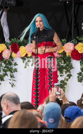 New York, USA . 09th June, 2017. New York, NY USA - June 9, 2017:Halsey performs on stage for NBC Today Summer concert series on Rockefeller Plaza Credit: lev radin/Alamy Live News Stock Photo