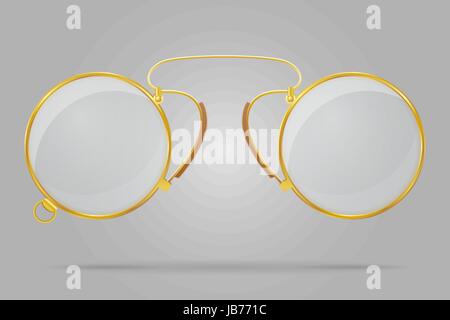 pince-nez old retro vintage icon stock vector illustration isolated on grey background Stock Vector