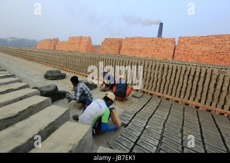 A brickfield in Khulna, Bangladesh Stock Photo