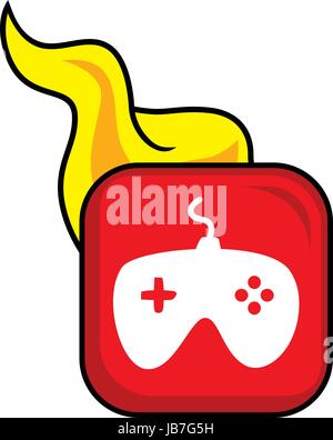 joystick hot flame icon button theme vector art illustration Stock Vector