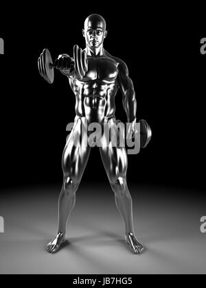 3d rendered illustration - metal shoulder workout Stock Photo