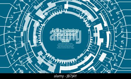 Abstract Futuristic Technological Background Vector. Security Print. Blue Electronic Network. Digital System Stock Vector