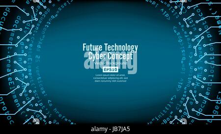 Abstract Futuristic Technological Background Vector. Security Print. Blue Electronic Network. Digital System Stock Vector
