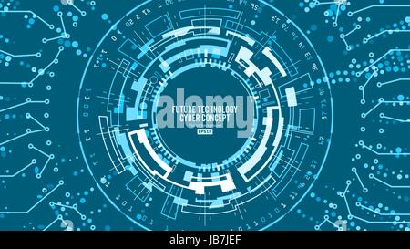 Abstract Futuristic Technological Background Vector. Security Print. Blue Electronic Network. Digital System Stock Vector