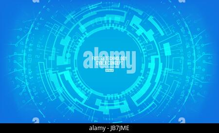 Abstract Futuristic Technological Background Vector. Security Print. Blue Electronic Network. Digital System Stock Vector