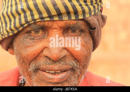 Portrait of an old man who works in a brickfield in Khulna, Bangladesh Stock Photo