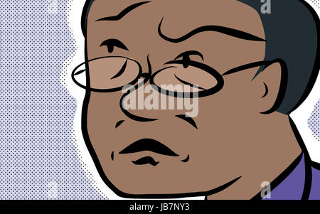 Close up of concerned man with eyeglasses Stock Photo