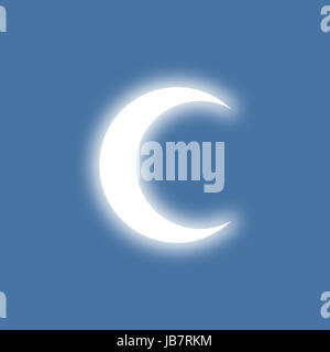 Half-moon shinning in light. Simple flat design. Stock Photo