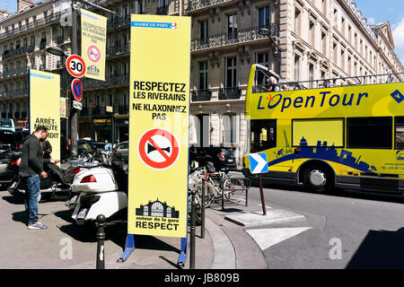 No parking, no horn, video zone, North Railway Paris Station, France Stock Photo