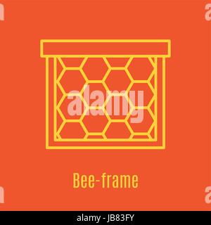 Vector illustration of thin line icon bee frame Stock Vector