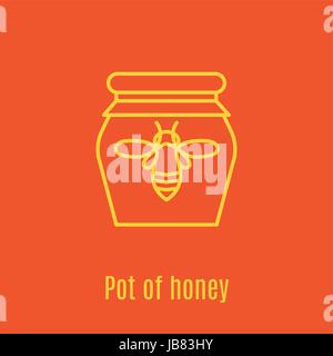 Vector illustration of thin line icon pot of honey Stock Vector