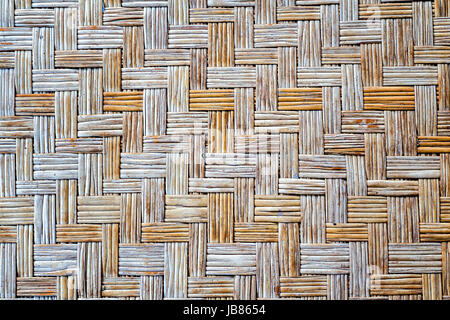 Old bamboo weave mat texture and background Stock Photo