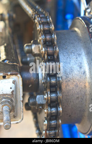 Motorcycle chain. Great for abstract background focus on chain Stock Photo
