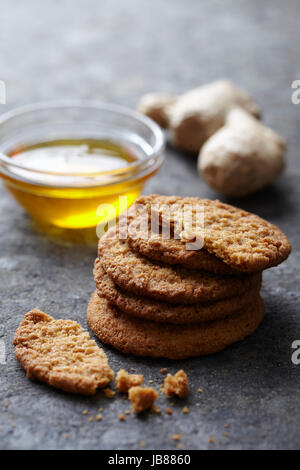 fresh ginger and honey snaps Stock Photo