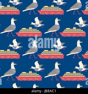 Maritime seamless pattern Stock Vector