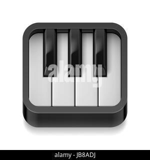 Music icon with realistic piano keys on white background Stock Photo