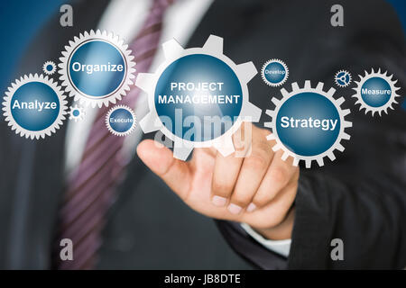 1 Business man Digital Screen Touching Scanner Stock Photo