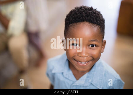 Close up portrait of smiling boy at home Stock Photo