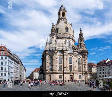 The Frauenkirche viewed from Neumarkt, Dresden, Saxony, Germany Stock Photo