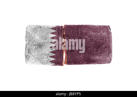 Rough broken brick, isolated on white background, flag of Qatar Stock Photo