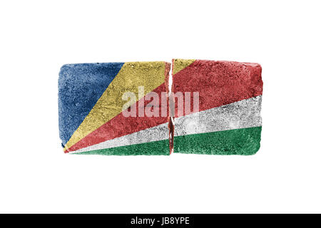 Rough broken brick, isolated on white background, flag of Seychelles Stock Photo