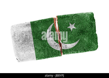 Rough broken brick, isolated on white background, flag of Pakistan Stock Photo