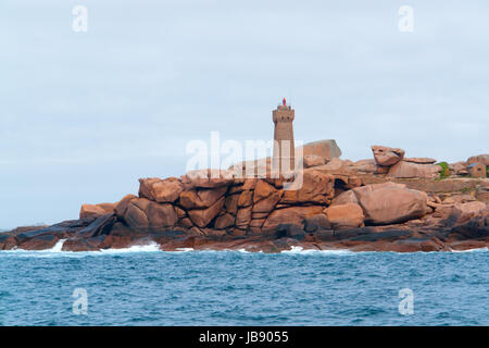 Lighthouse around Perros-Guirec at the Pink Granite Coast in Brittany, France Stock Photo