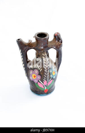 Traditional macedonian pottery. clay water jug,souvenir,image of a Stock Photo