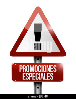 special promotions in Spanish warning sign concept illustration design graphic Stock Photo