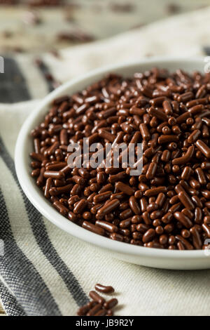 Sweet Sugary Chocolate Sprinkles in a Bowl Stock Photo