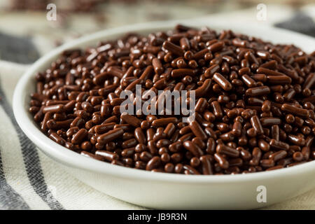 Sweet Sugary Chocolate Sprinkles in a Bowl Stock Photo